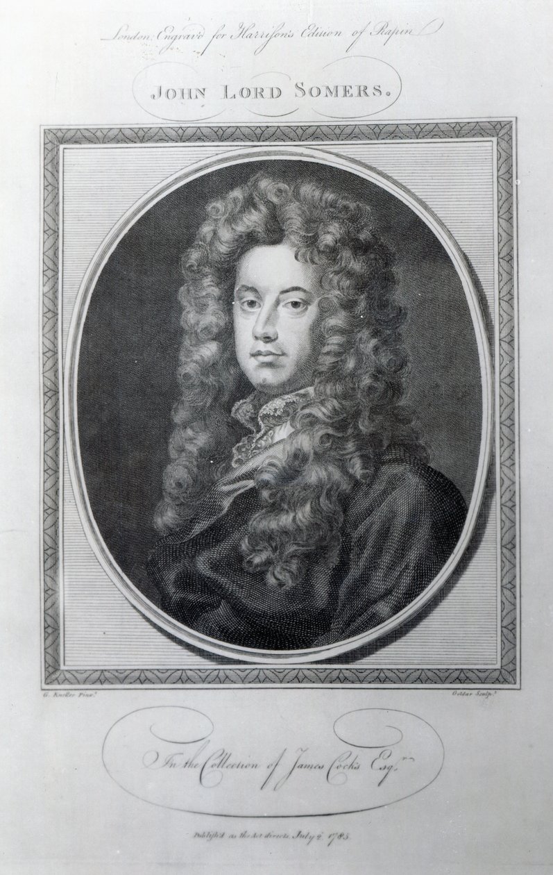 John, Lord Somers, gegraveerd door John Golder door Godfrey Kneller