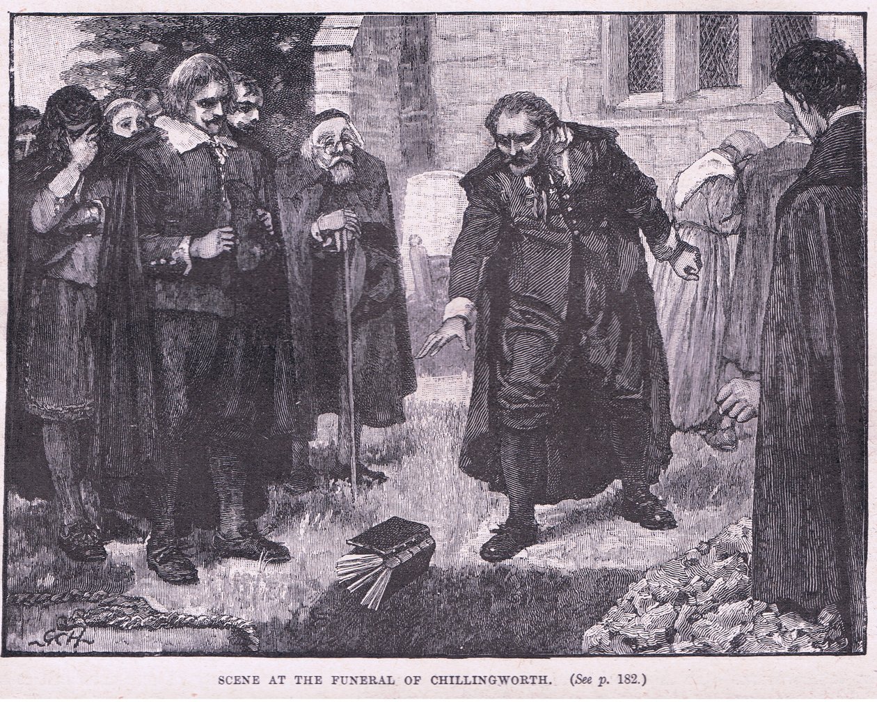 Scène bij de begrafenis van Chillingworth AD 1644 door Godfrey C. Hindley