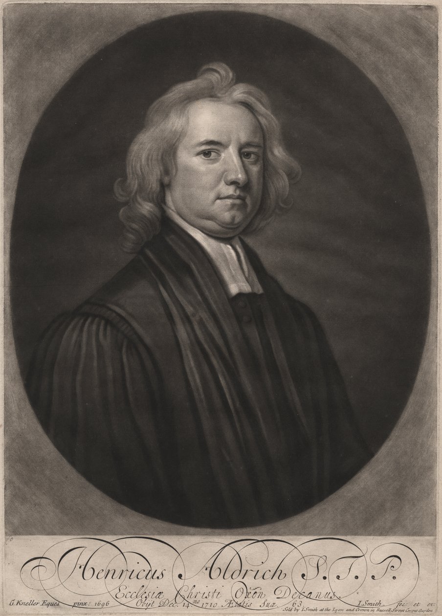 Henricus Aldrich, gegraveerd door John Smith, 1696 door Godfrey Kneller