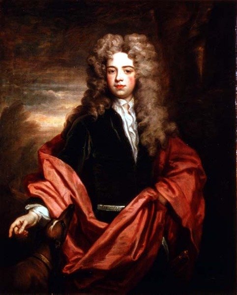 Portret van een heer met een windhond door Godfrey Kneller