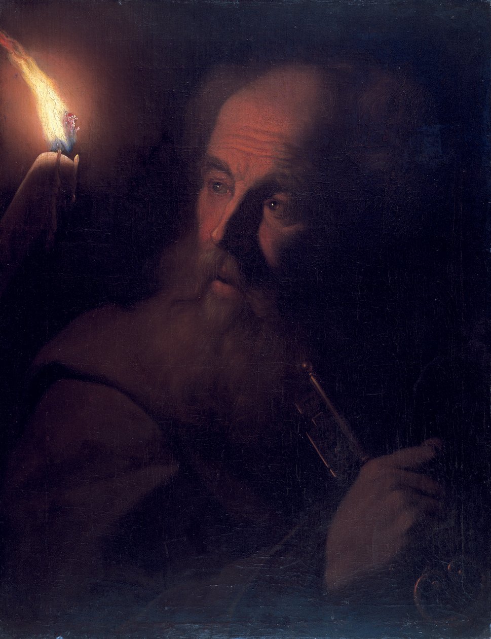 St. Peter bij Kaarslicht, c.1700-06 door Godfried Schalcken