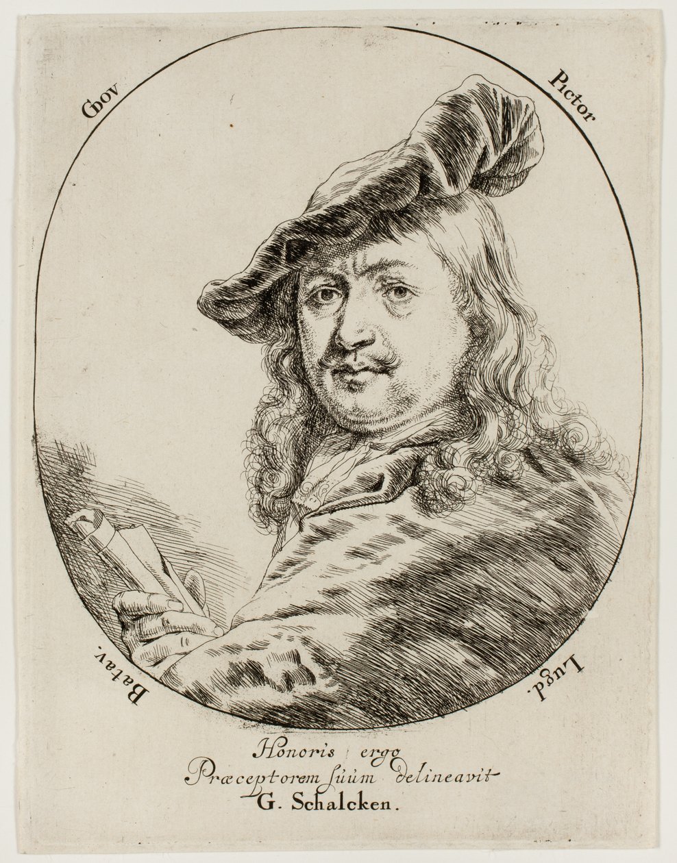 Portret van Gerard Dou, de schilder door Godfried Schalcken