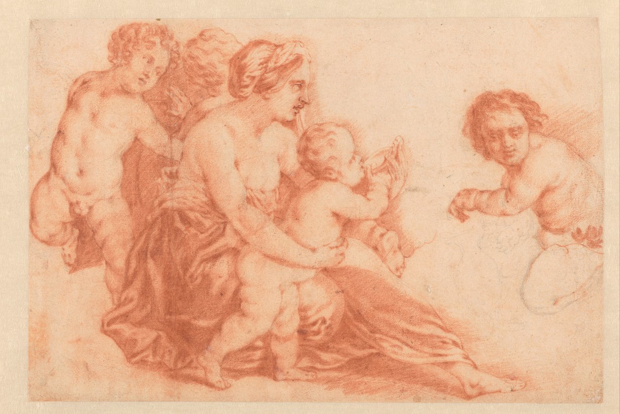 Vrouw met verschillende kinderen door Godfried Schalcken