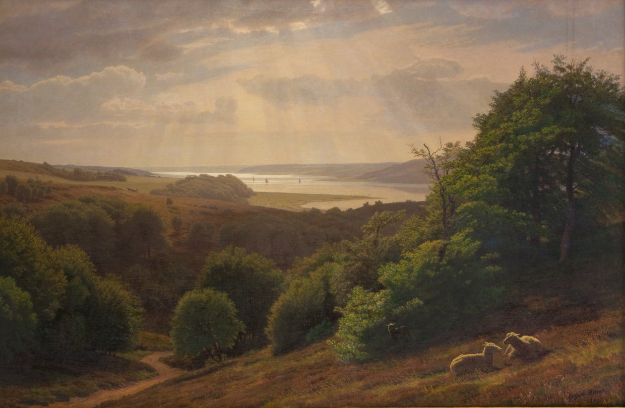 Uitzicht vanaf Vesterskov bij Mariager; op de achtergrond de fjord door Godtfred Rump