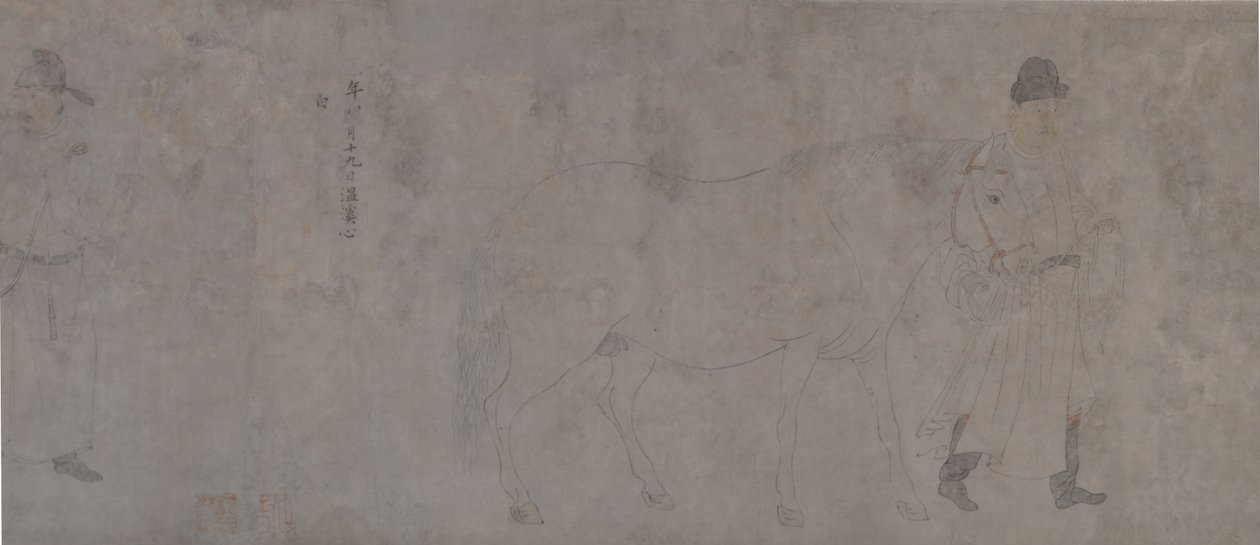 Detail van Vijf Huldepaarden door Gonglin Li