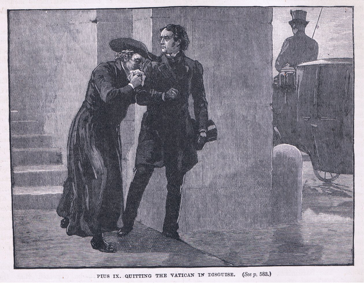 Pius IX verlaat het Vaticaan vermomd AD 1843 door Gordon Frederick Browne