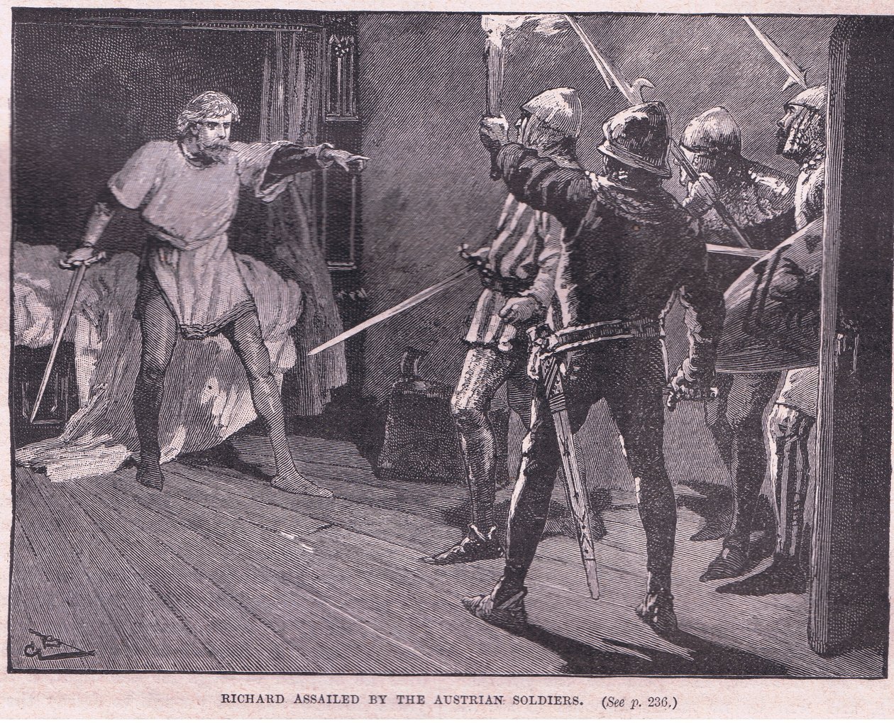 Richard aangevallen door de Oostenrijkse soldaten AD 1192 door Gordon Frederick Browne
