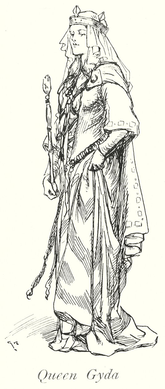 Koningin Gyda (litho) door Gordon Frederick (after) Browne