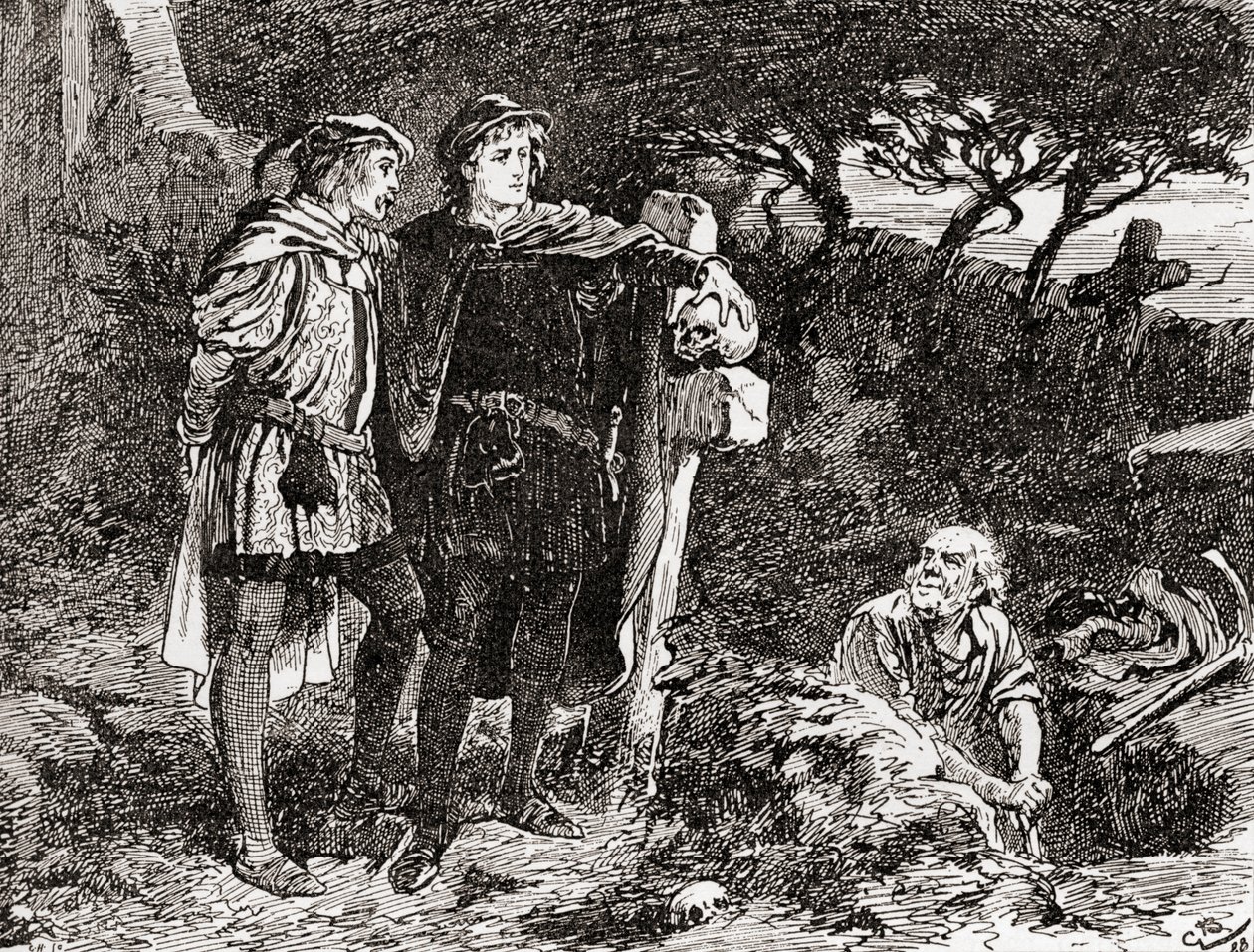 Een scène uit William Shakespeares toneelstuk Hamlet, Act V, Scene 1 door Gordon Frederick Browne