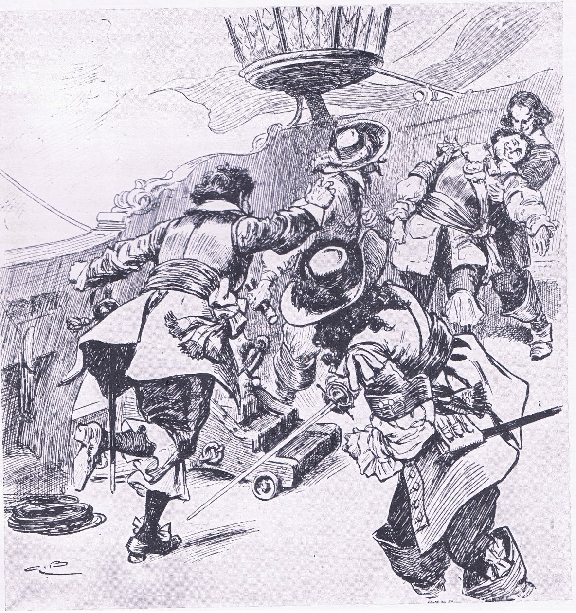 De dood van Von Tromp 31 juli 1653, illustratie uit Britse gevechten op land en zee, 1915 door Gordon Frederick Browne