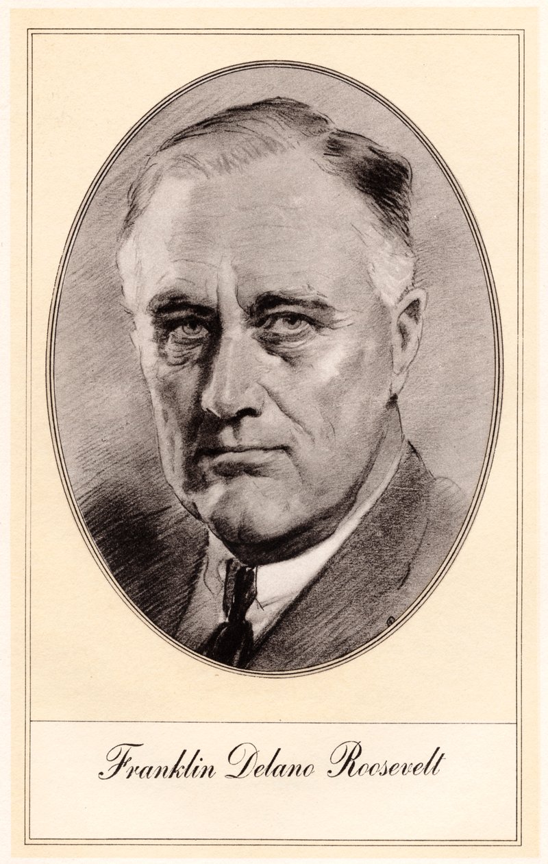 Franklin Delano Roosevelt, 32e president van de Verenigde Staten, midden 20e eeuw door Gordon Ross