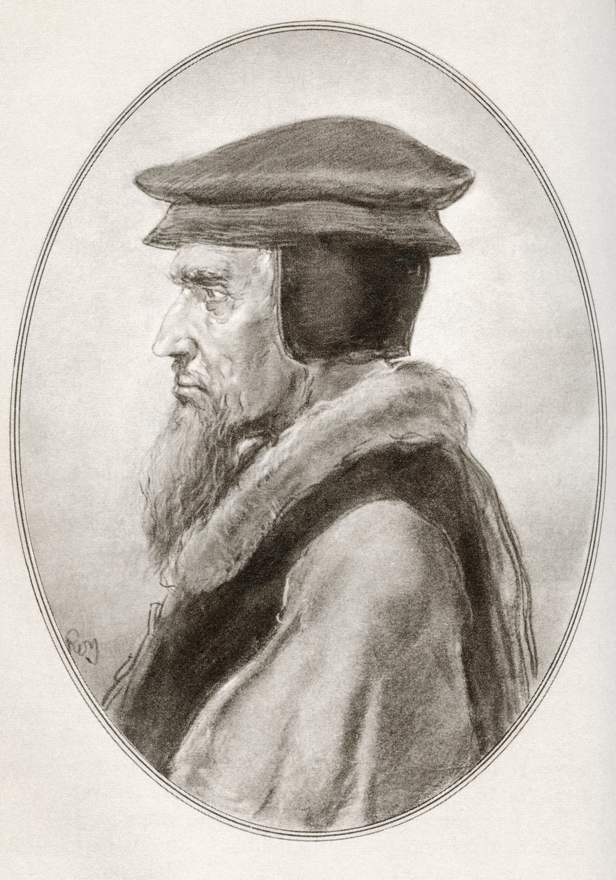 Johannes Calvijn, geboren als Jehan Cauvin, uit Levensbiografieën van religieuze leiders door Gordon Ross