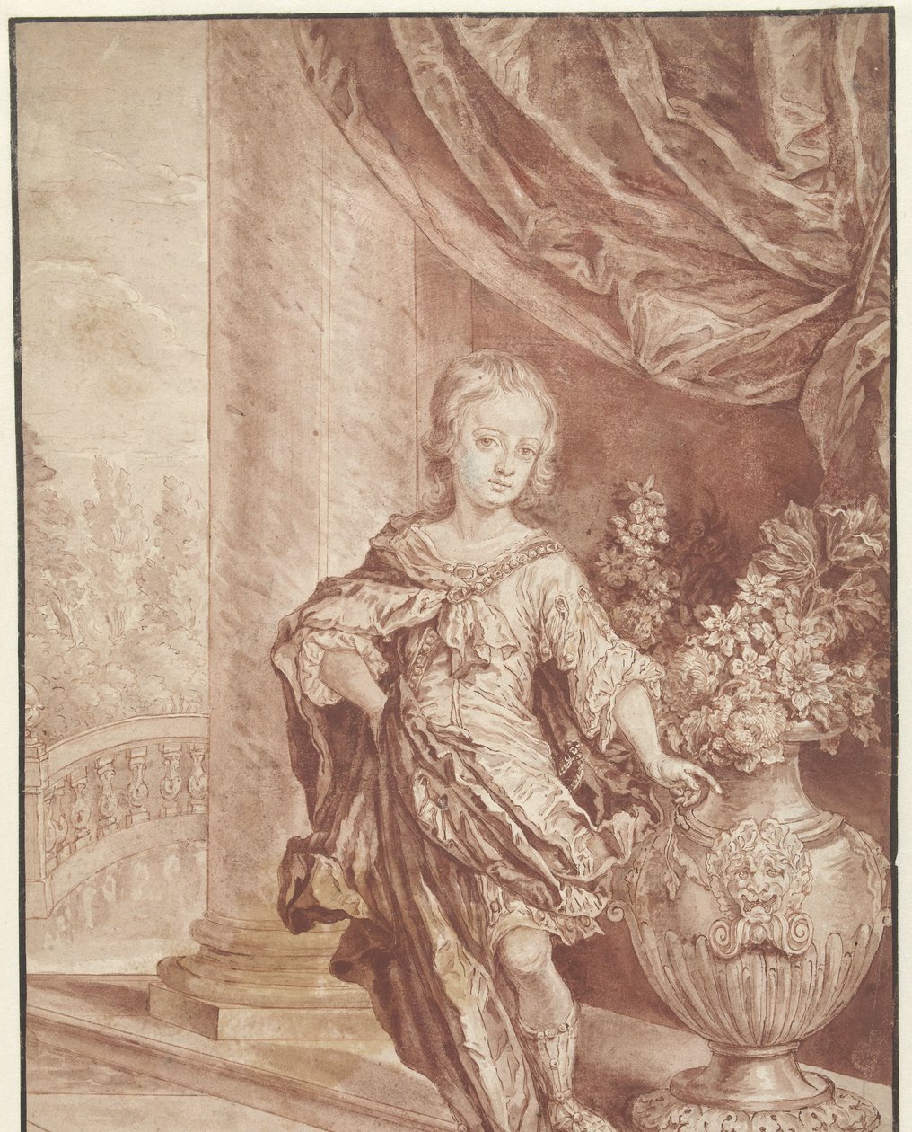 Portret van een onbekende jonge man in een verzonnen Romeins kostuum door Gottfried Kneller