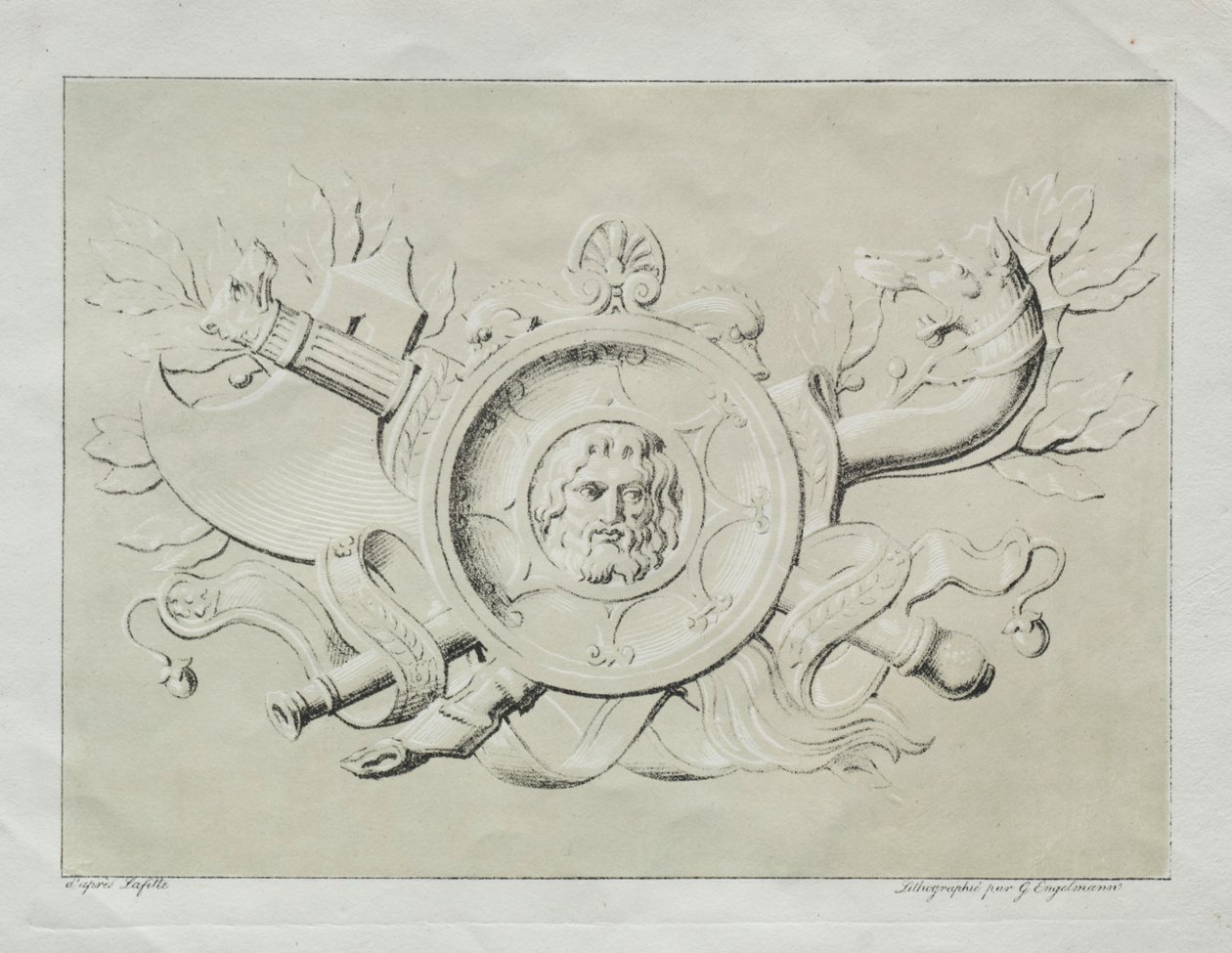 Receuil dessais lithographiques: Un trophee door Gottfried or Godefroy Engelmann