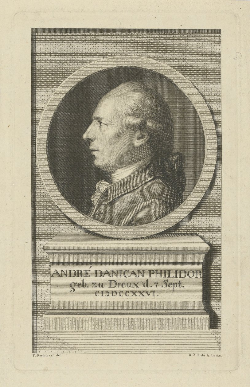 Portret van François-André Danican Philidor 1726-1795, c. 1790 door Gottlob August Liebe