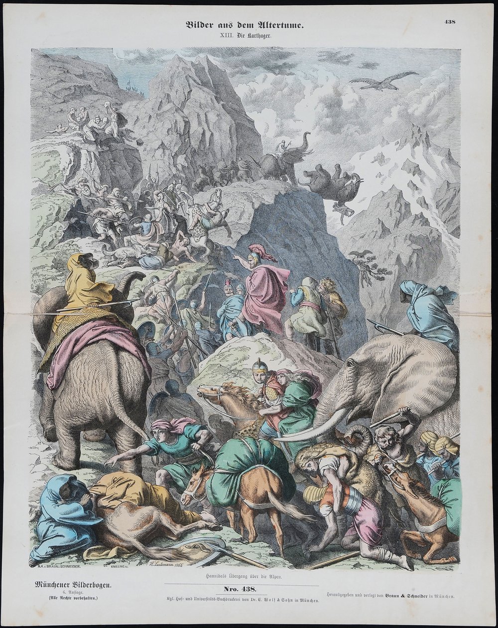 Hannibal steekt de Alpen over uit Münchener Bilderbogen door Gottlob Heinrich Leutemann