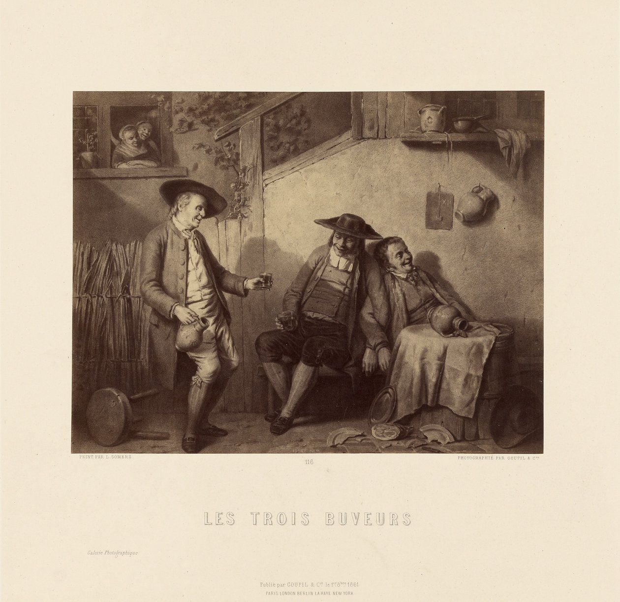 "De drie drinkers door L. Somers door Goupil and Cie.