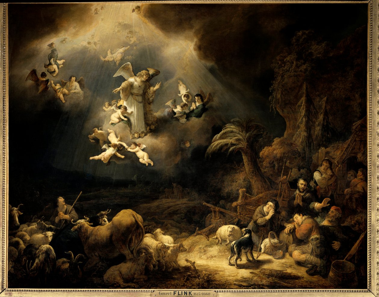 De aankondiging aan de herders (1639) door Govaert Flinck