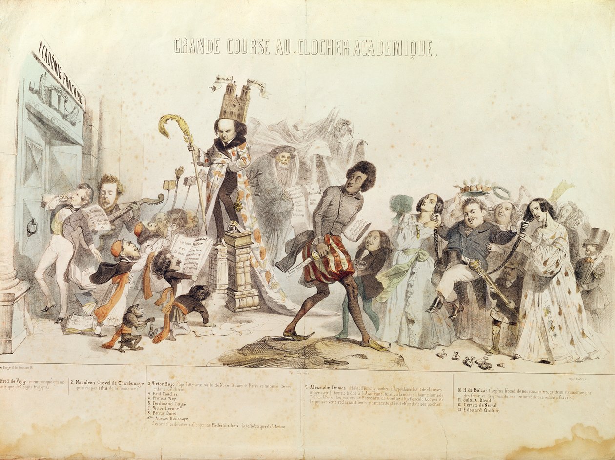 De Grote Academische Competitie, karikatuur van de Academie Française door Grandville