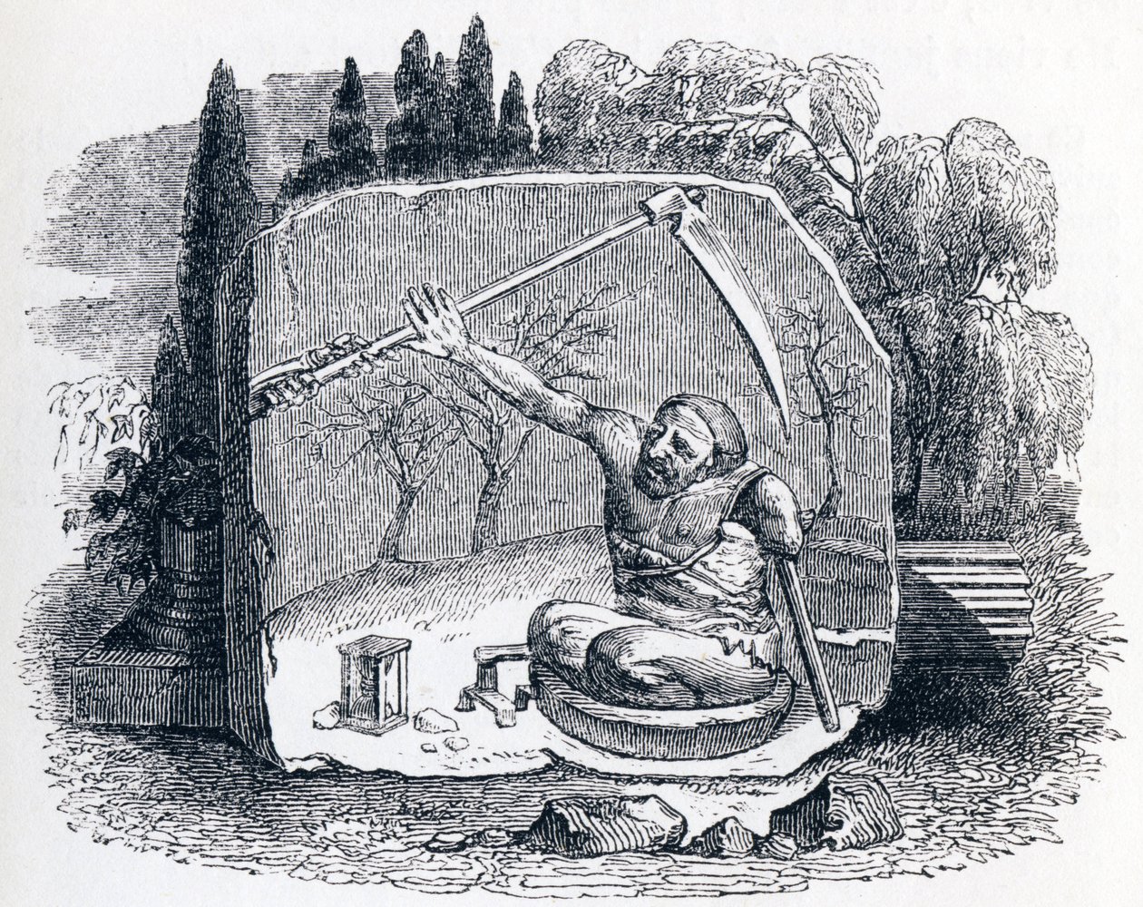 De dood en de ongelukkige - Fabels van La Fontaine door Grandville