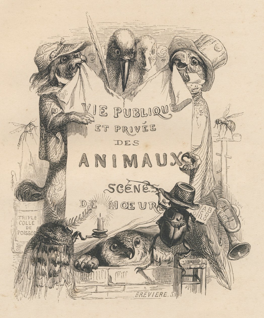 Frontispice van het boek "Scenes de la vie privee et publique des animaux" door Grandville