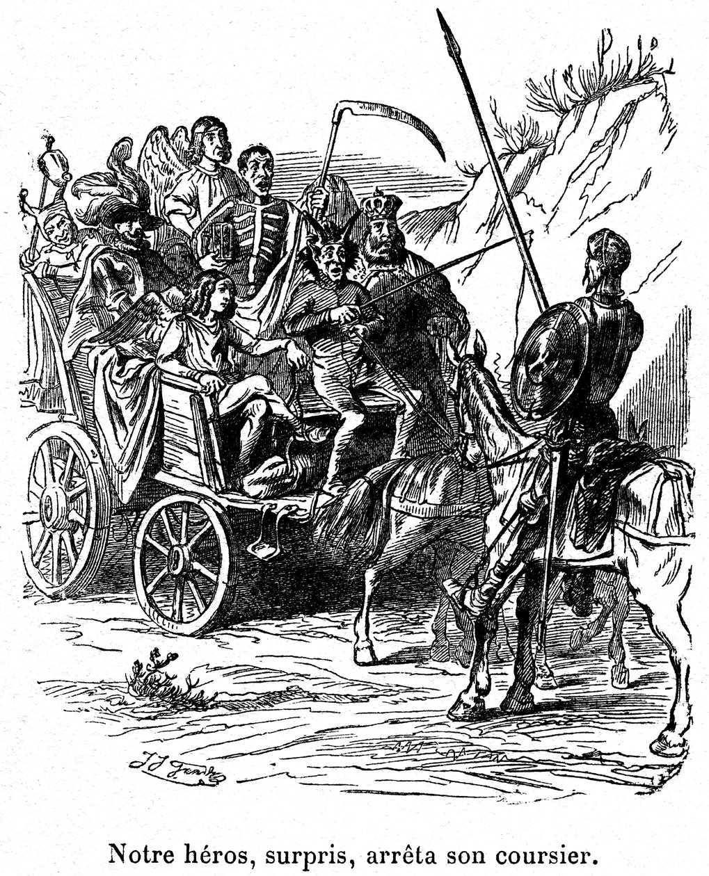 Illustratie van de avonturen van Don Quichot geschreven door Cervantes door Grandville (1803 47)