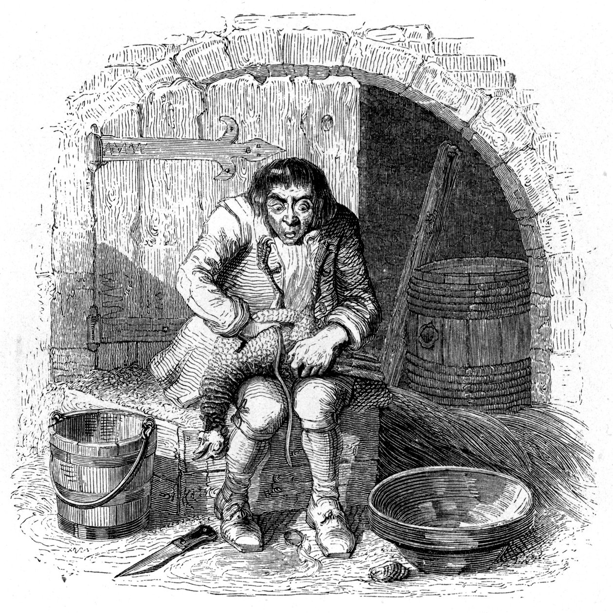 De kip met de gouden eieren: La Fontaine fabel geïllustreerd door Grandville door Grandville (1803 47)
