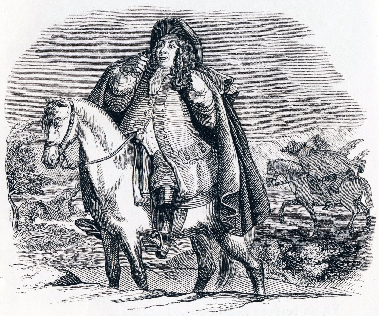 Phoebus en Boreas - Fabels van La Fontaine door Grandville