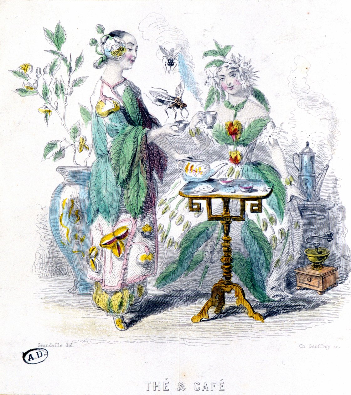 Thee en koffie - allegorie door Grandville door Grandville