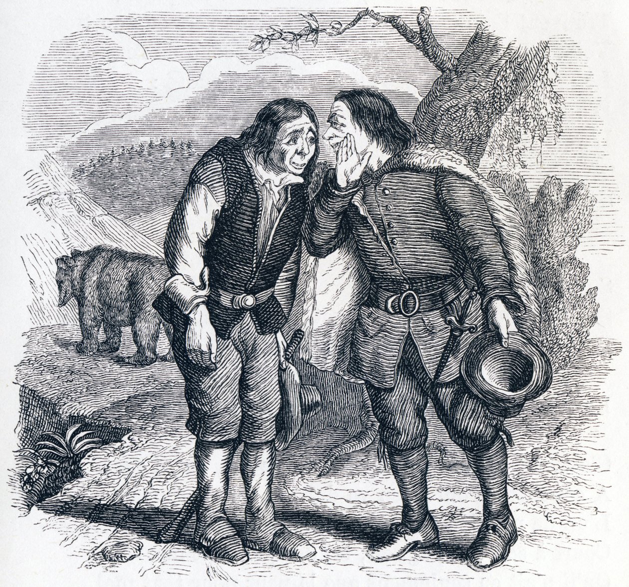 De beer en de twee vrienden - Fabels van La Fontaine door Grandville