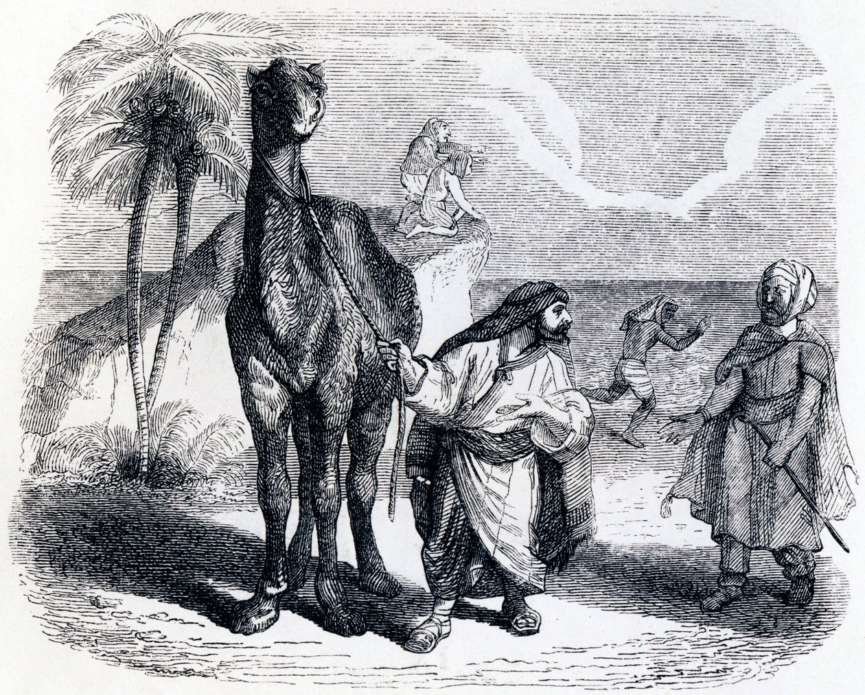 De kameel en de drijvende stokken - Fabels van La Fontaine door Grandville