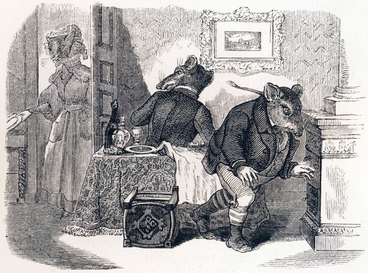 De stadsrat en de veldrat - Fabels van La Fontaine door Grandville