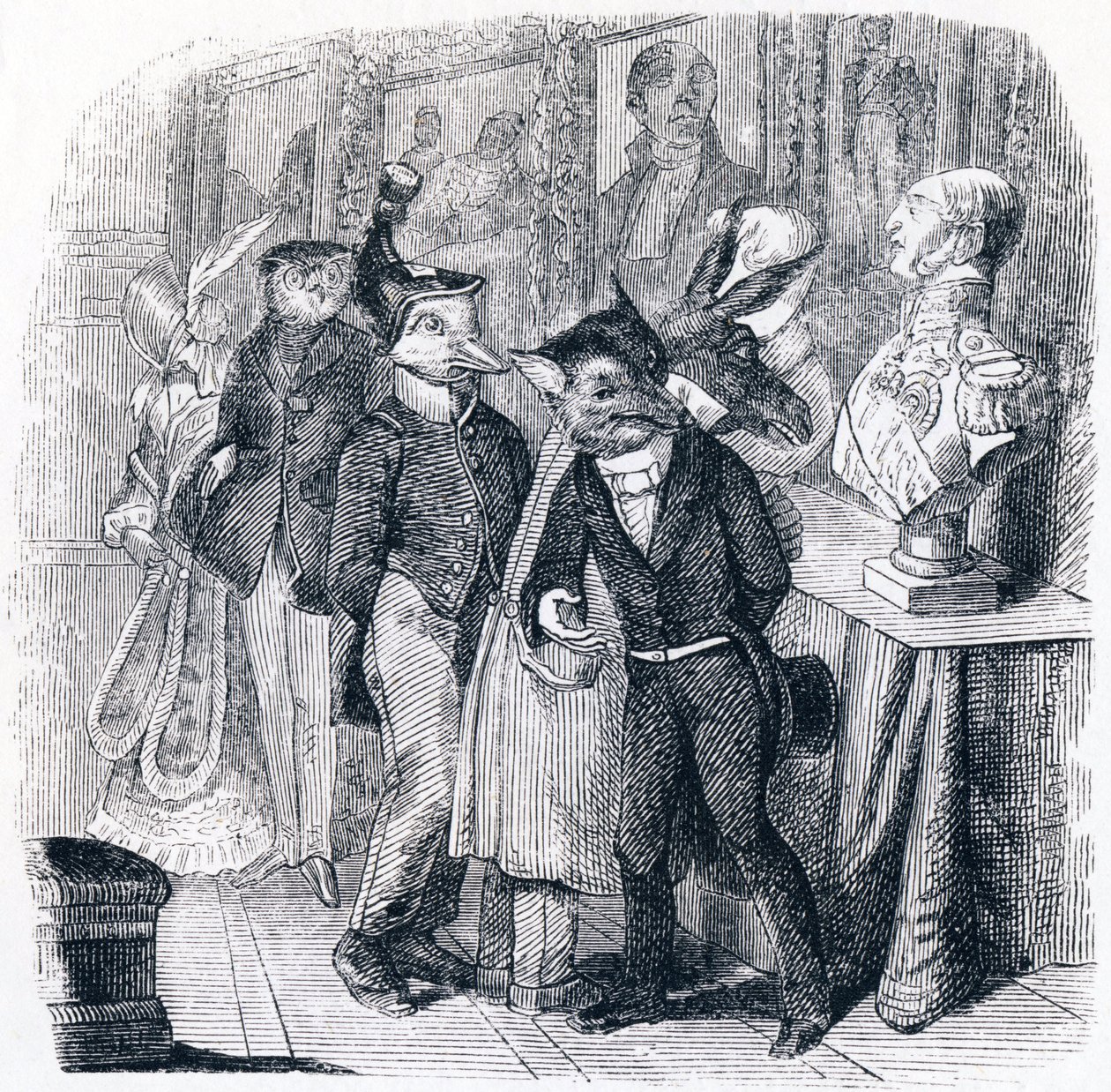 De vos en de buste - Fabels van La Fontaine door Grandville