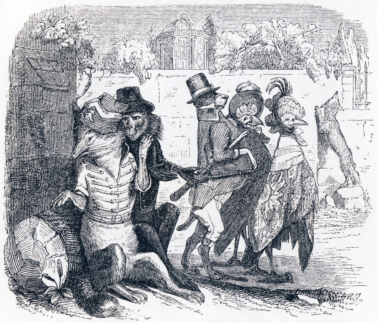 De vos en de druiven - Fabels van La Fontaine door Grandville
