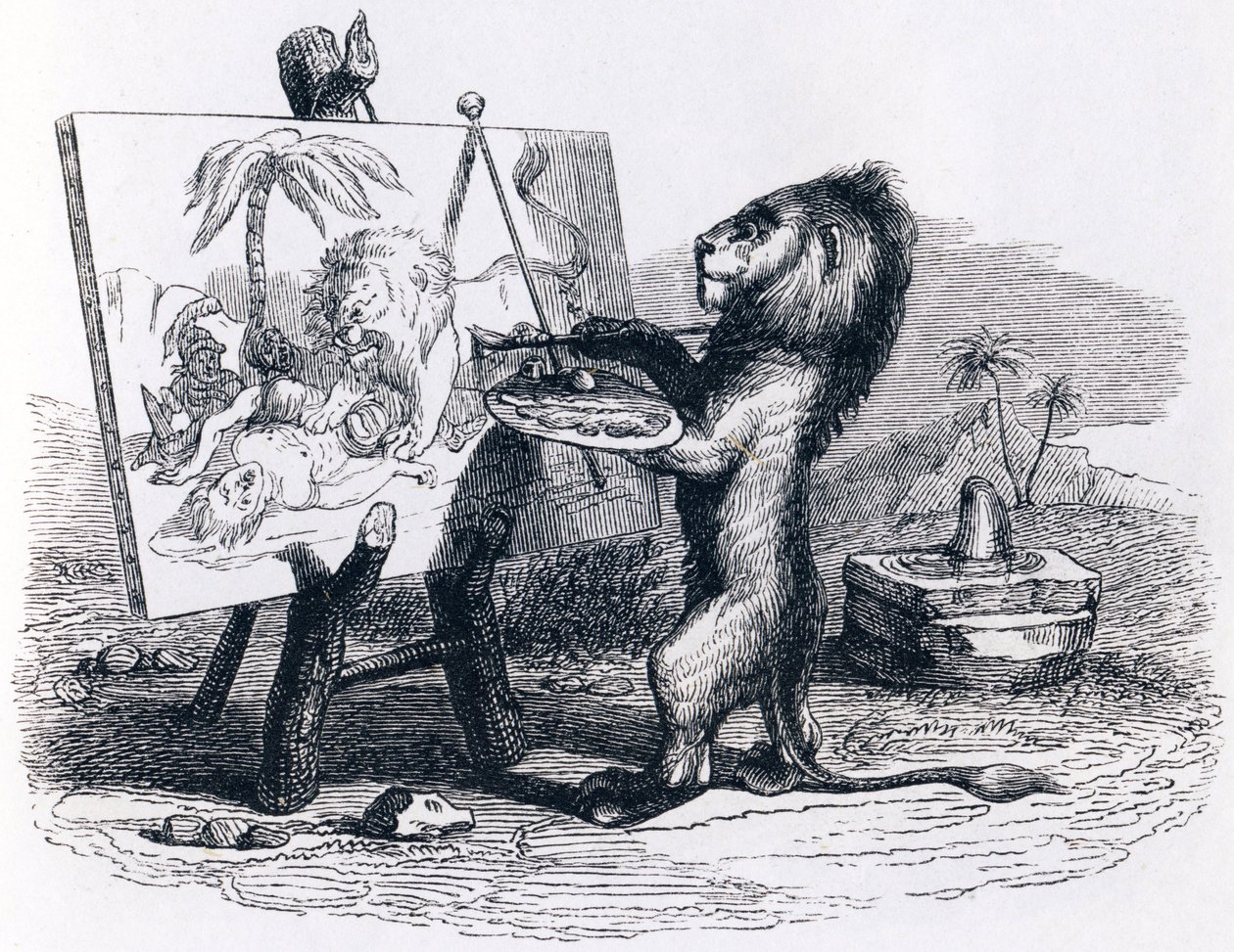 De leeuw gedood door de man (uit 