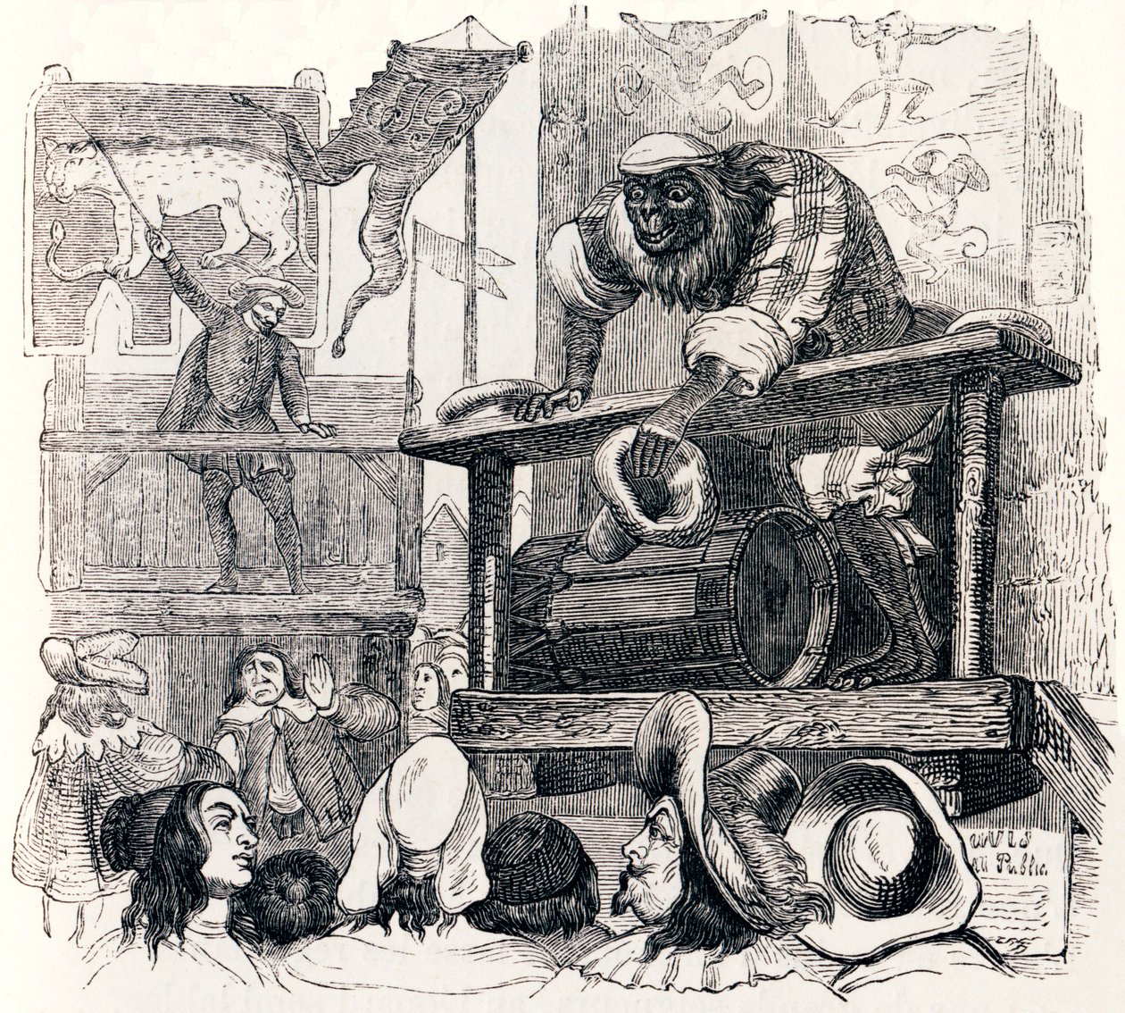De aap en de luipaard - Fabels van La Fontaine door Grandville
