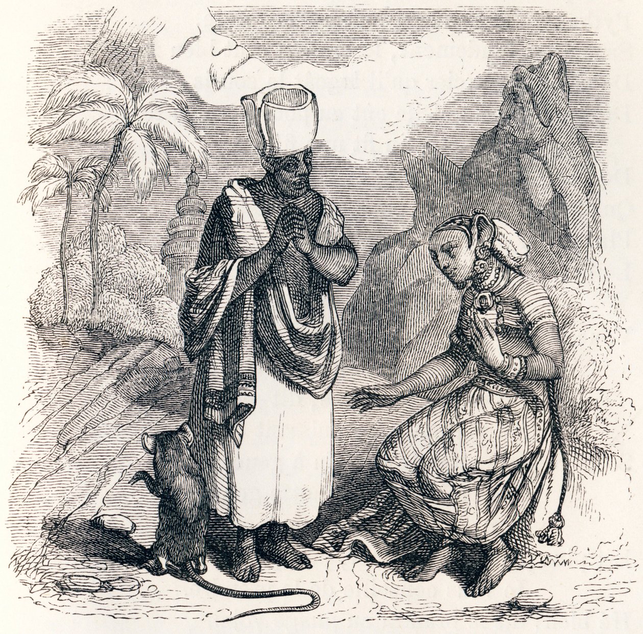 De muis verandert in een meisje - Fabels van La Fontaine door Grandville