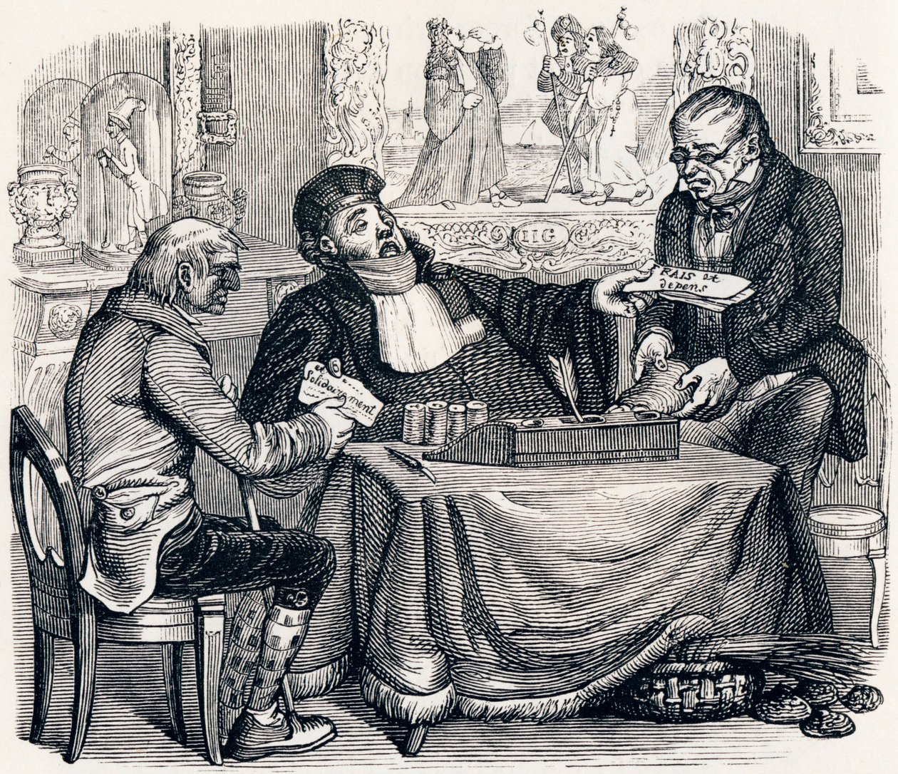De oester en de ruziemakers - Fabels van La Fontaine door Grandville