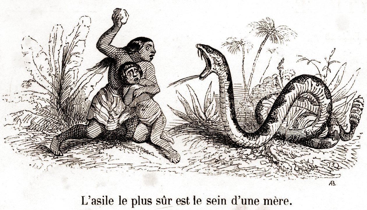 Het veiligste toevluchtsoord is de borst van een moeder door Grandville (1803 47)
