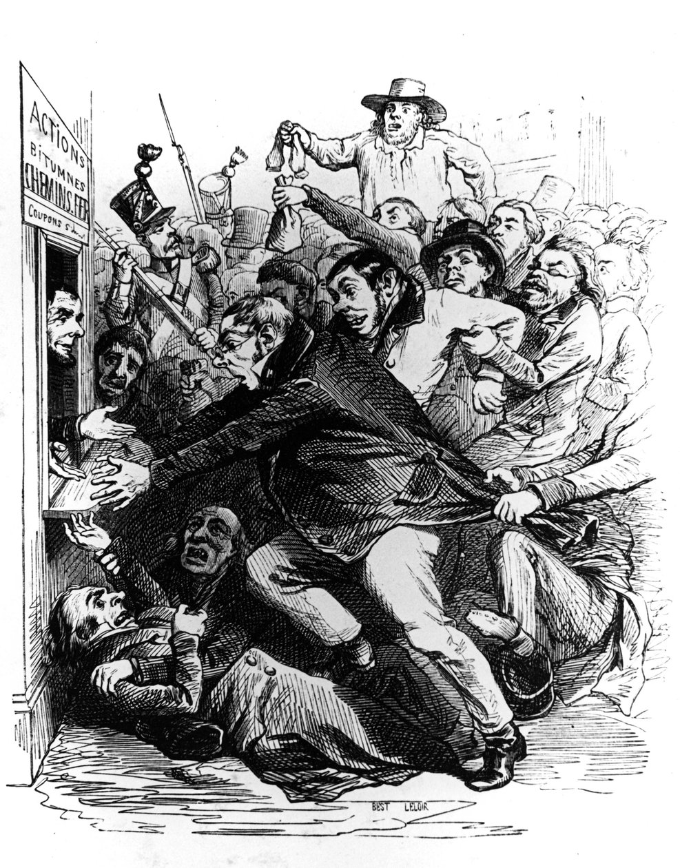 De aandeelhouders, gravure naar tekening van Jean Ignace Isidore aka JJ Grandville door Grandville (1803 47)