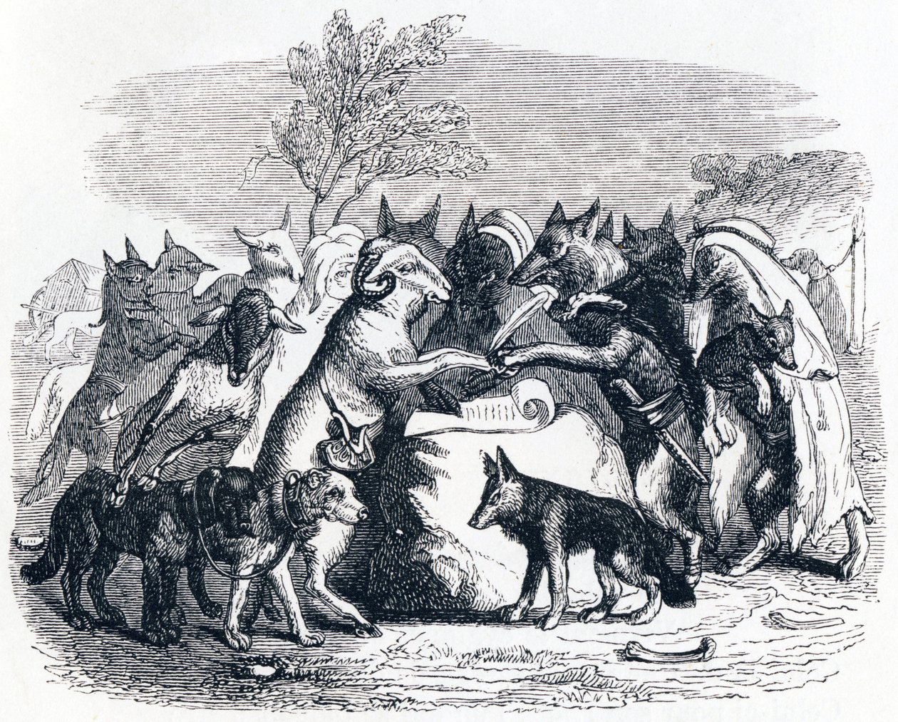 De wolven en de schapen door Grandville