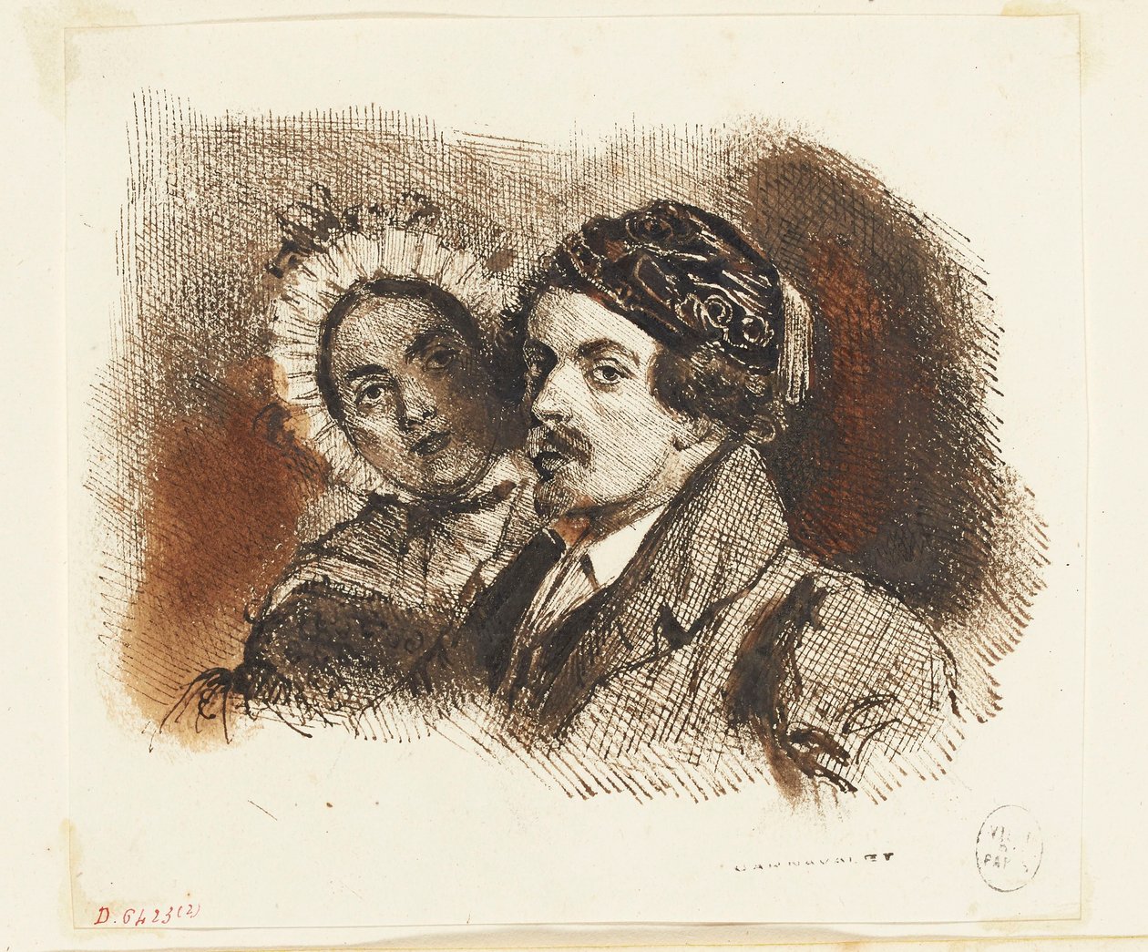 Dubbelportret van Grandville en Henriette door Grandville