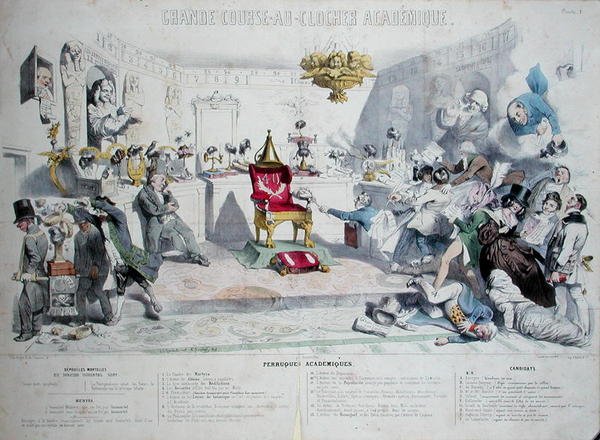 Grande Course au Clocher Academique, karikatuur van het Institut de France, 1839 door Grandville 1803 47 after Grandville 1803 47 after