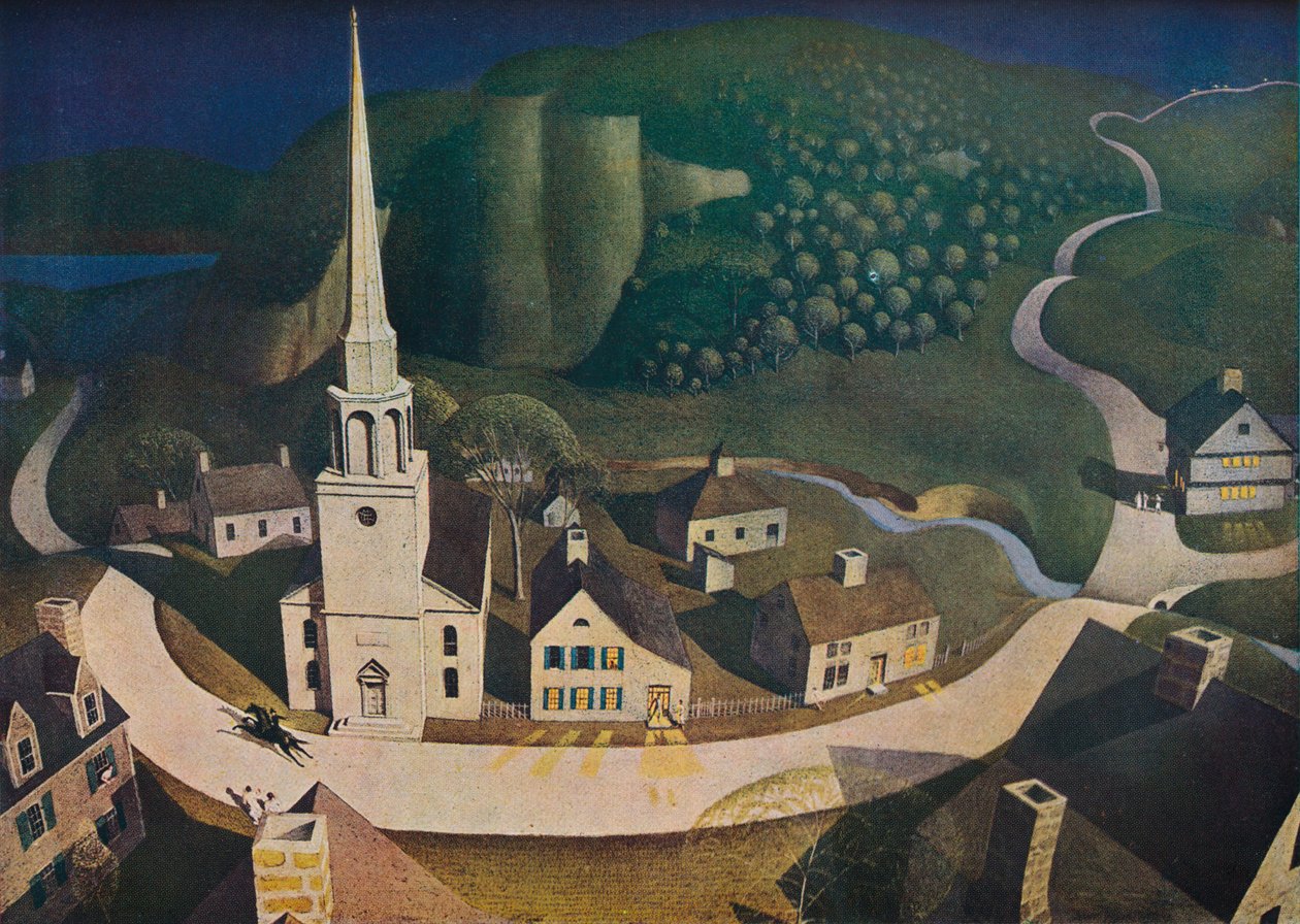 De middernachtrit van Paul Revere, 1931, 1943 door Grant Wood