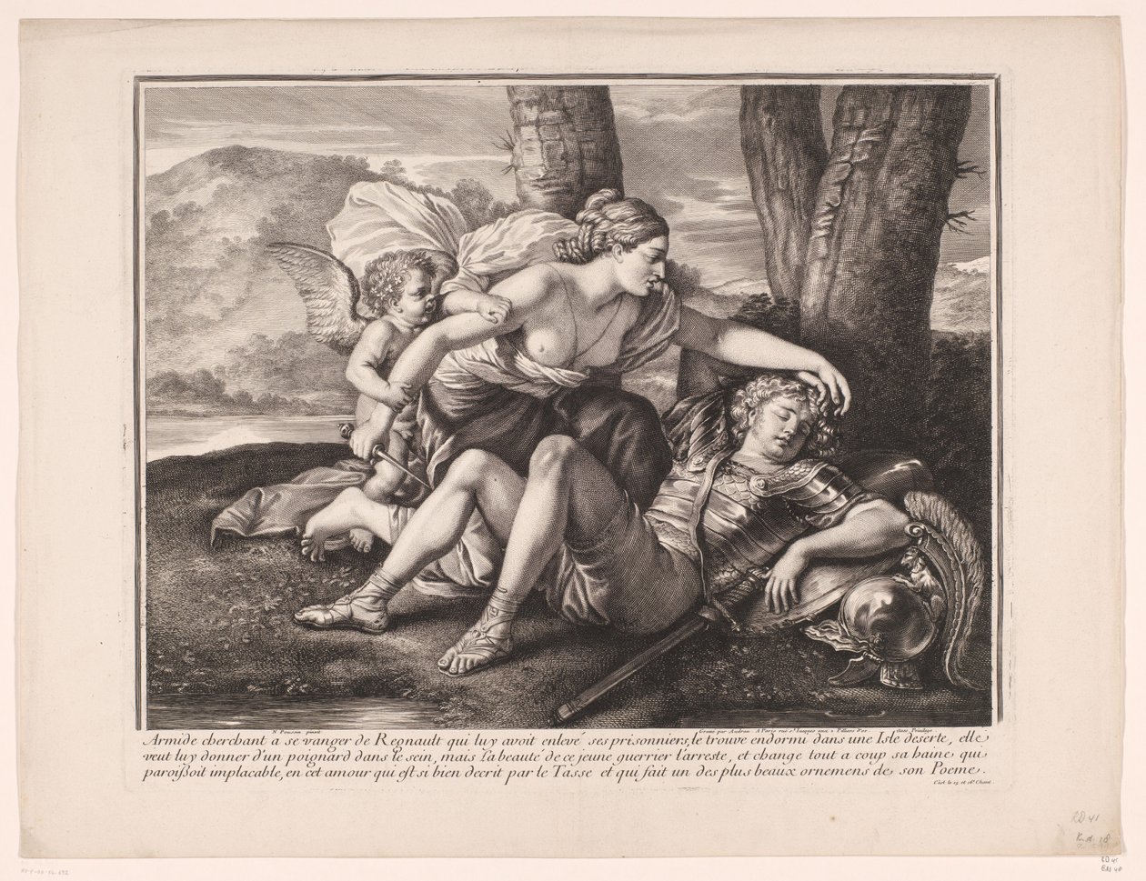 Rinaldo en Armida door Gérard Audran (attributed to)