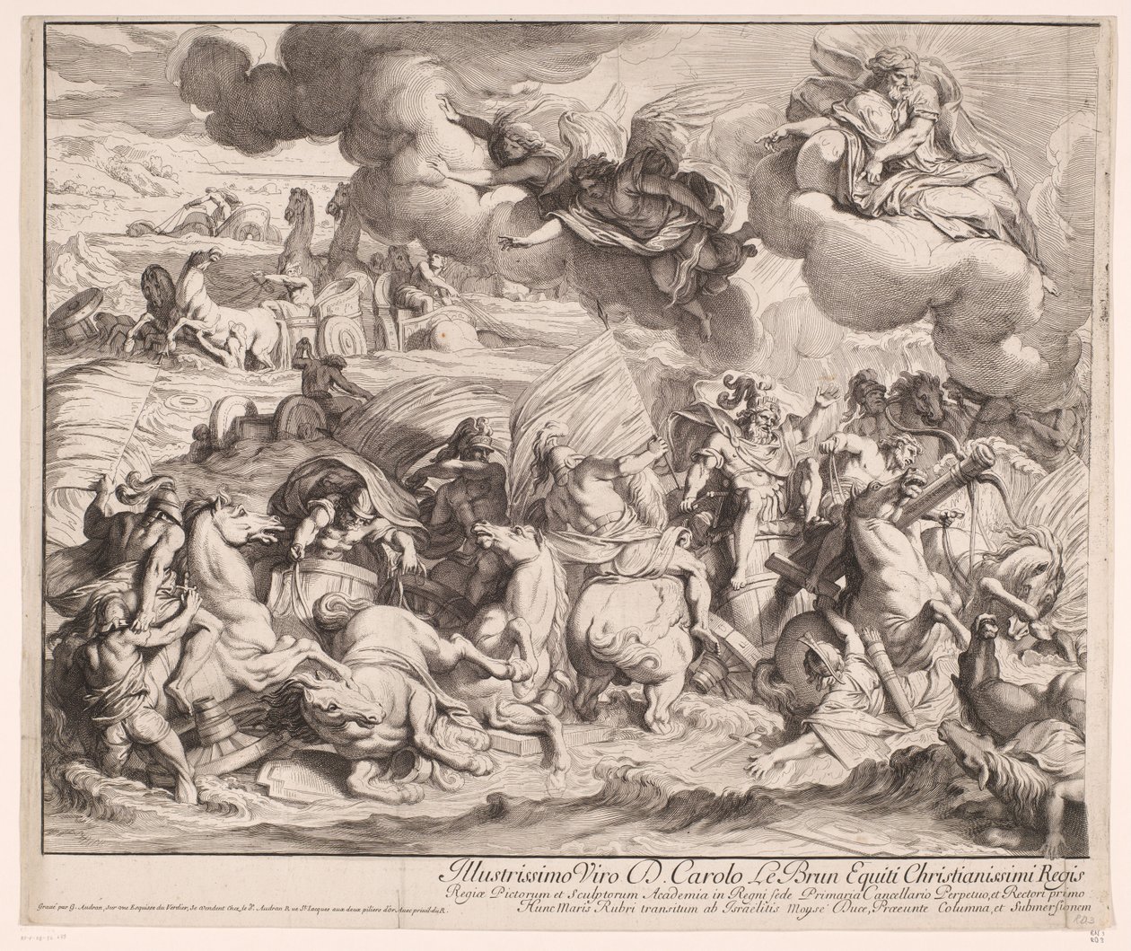 Doortocht door de Rode Zee (linkerdeel) door Gérard Audran