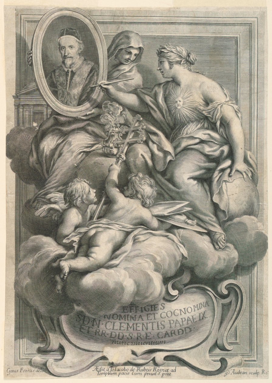 Effigies Nomina et Cocnomina Clementis Papae IX door Gérard Audran
