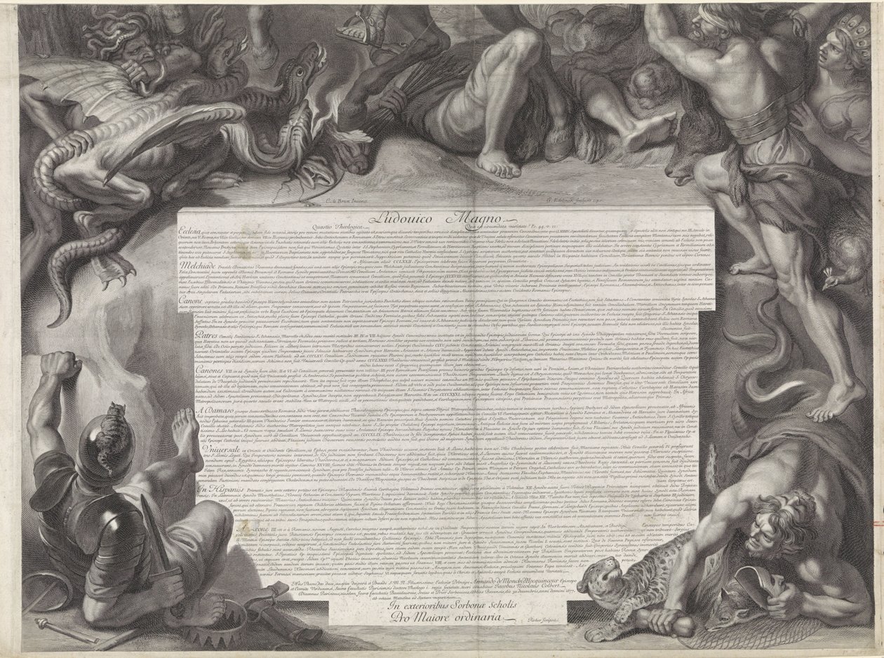 Allegorisch ruiterportret van Lodewijk XIV, koning van Frankrijk door Gérard Edelinck