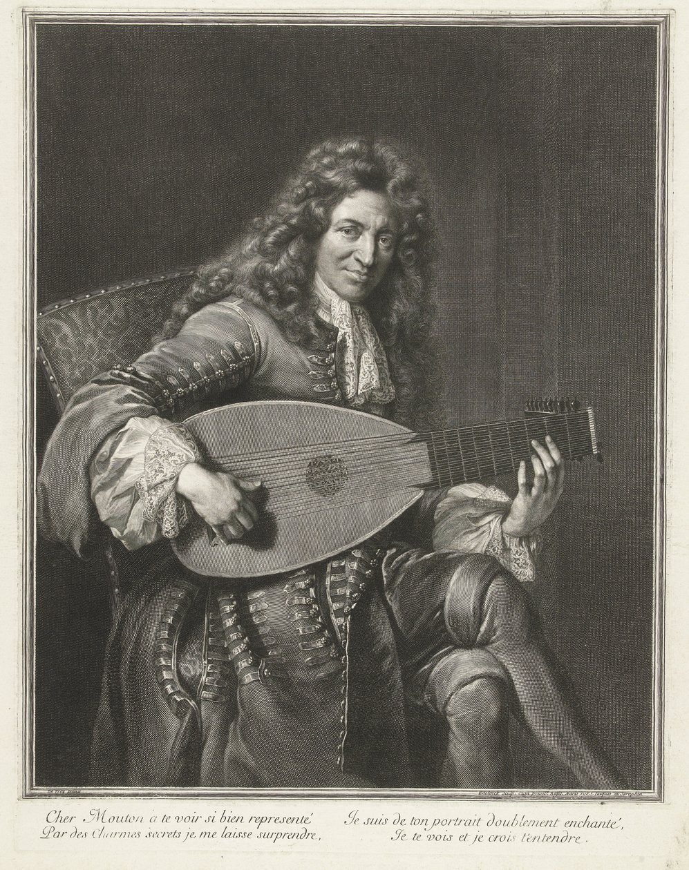 Portret van de Componist Charles Mouton (c.1626-1710) door Gérard Edelinck