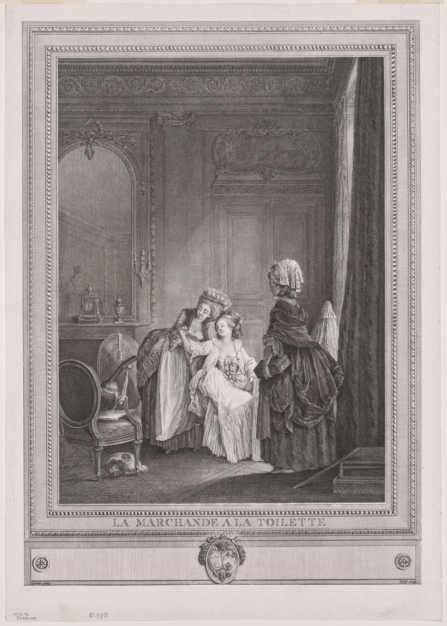 De handelsvrouw in de kleedkamer (La Marchande à la Toilette) door Gérard Vidal